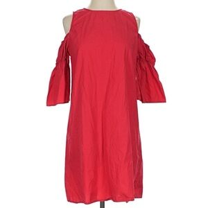 Saks Fifth Avenue Cold Shoulder MIDI Dress in Scarlet